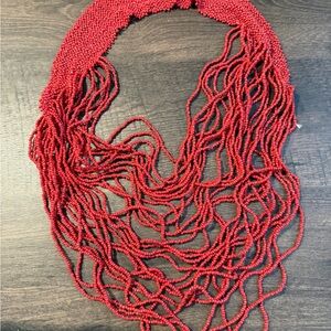 Anthropologie Vibrant Red Beaded Necklace